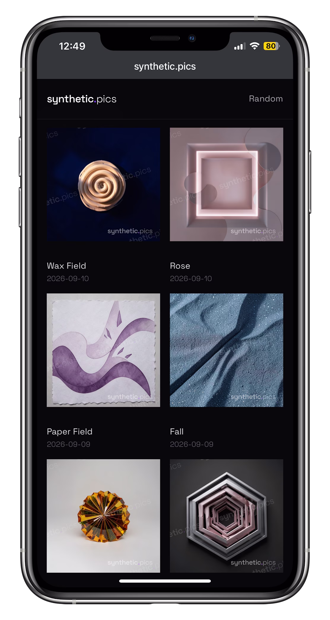 Curated generative art collection presentation