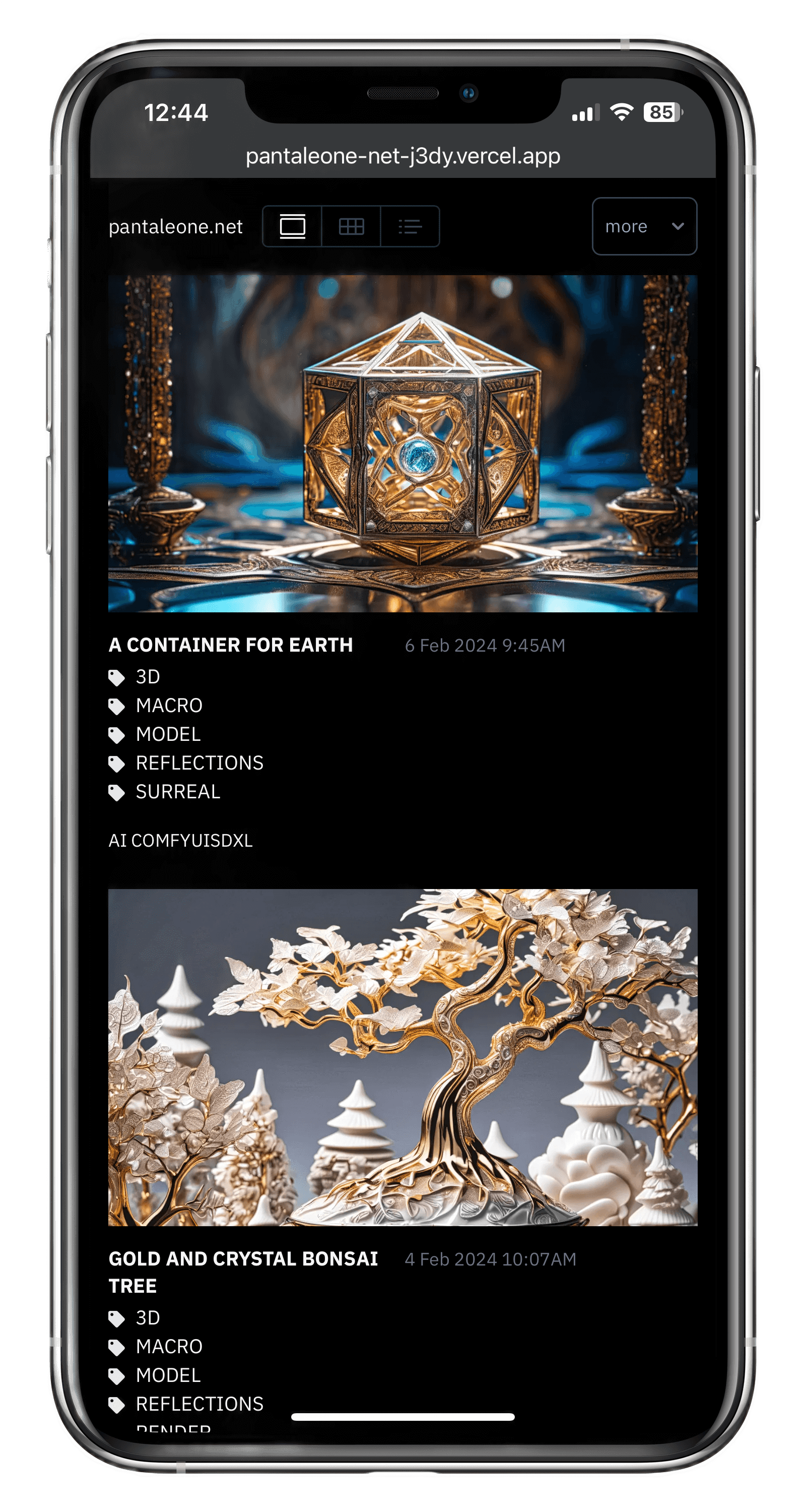 NextJS portfolio application screenshot