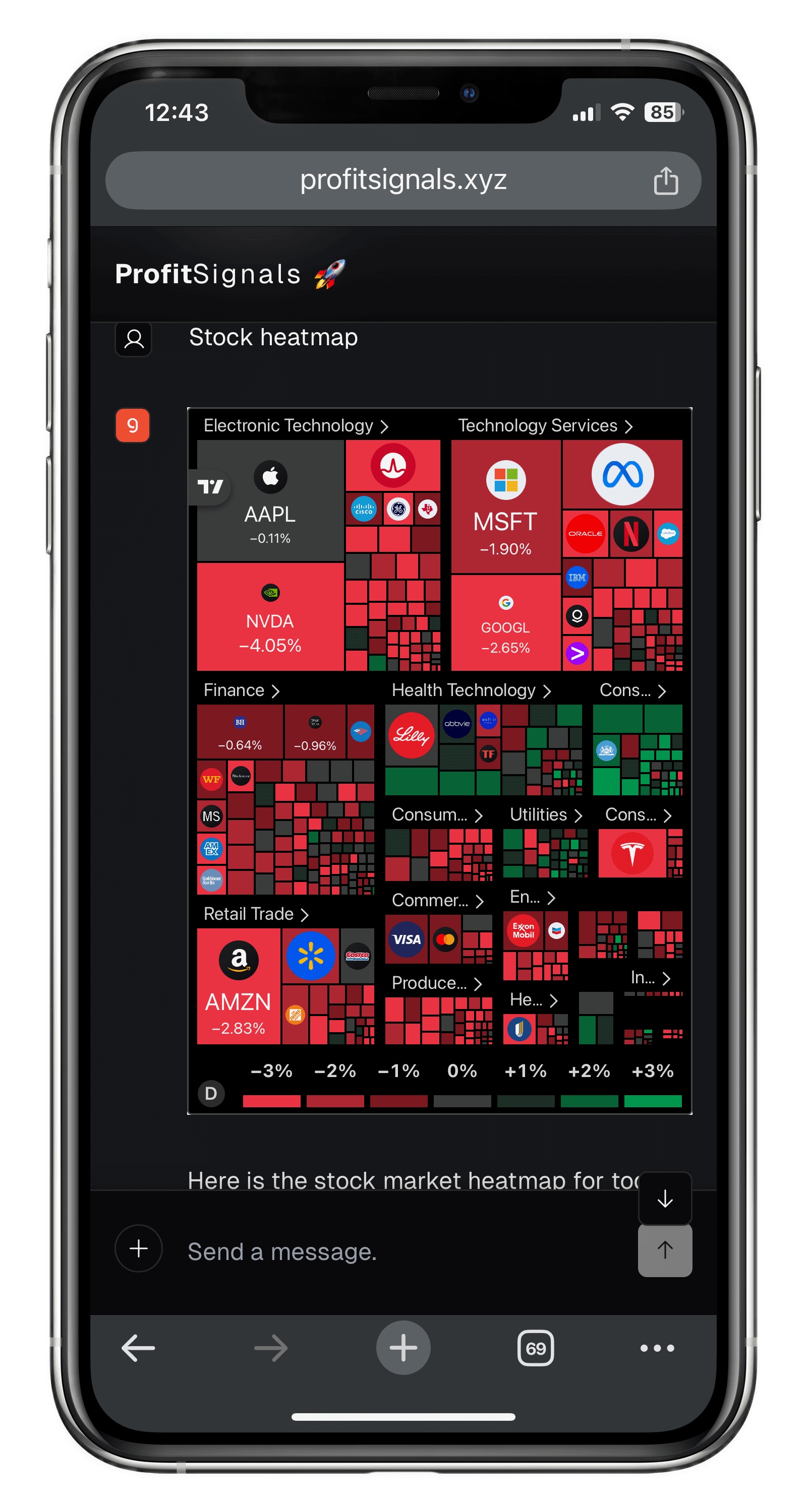 ProfitSignals AI finance agent screenshot